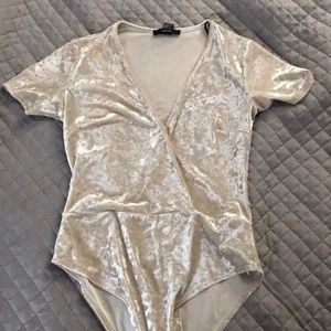 Tan Shiny Velvet Forever 21 Body Suit